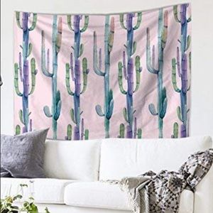 58 by 78 inch pastel pink cactus tapestry